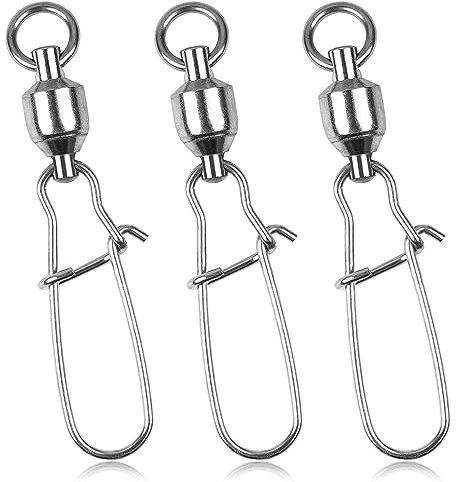 FUSIGO Kugellagerwirbel mit Duo-Lock-Schnappverschluss, 30 Stück, hohe Festigkeit, Angelwirbel, Schnurverbindung, Edelstahl, Salzwasser, Süßwasser (7#)