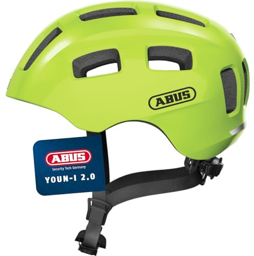 ABUS Fahrradhelm Youn-I 2.0 - mit Licht für Kinder, Jugendliche und junge Erwachsene - für Mädels und Jungs - Gelb, Größe M