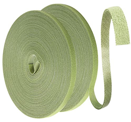 Yoosso 50m Pflanzenbinder, 10mm Klettverschluss Pflanzen Klettband Rankhilfe Plant Ties Wiederverschließbar Witterungsbeständig für Pflanzen(25m/Rolle)