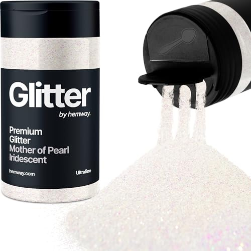 Hemway Mother of Pearl Iridescent Glitter Shaker, 130g Ultrafine Glitter, Crafts 1/128 Metallic Flake Mother of Pearl Sequins, Resin & Epoxy Crafts, Decorating, Halloween, Christmas, Nail, Face, Art