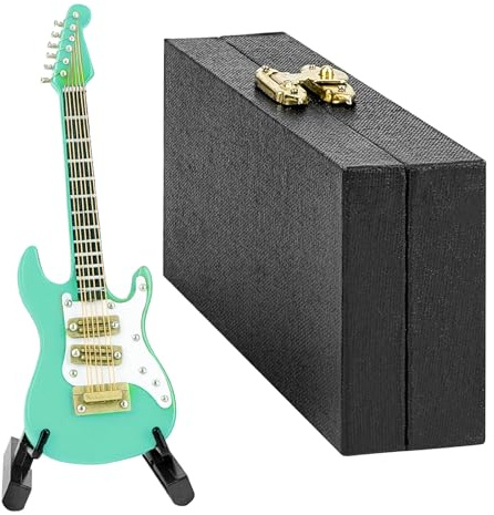 Musiin Guitare Miniature avec Support et étui, idéale pour décorer Un Bureau ou Une étagère Lors d'un Studio de Musique à Domicile (Vert/10 cm)
