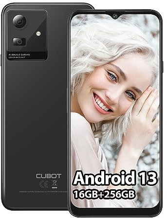 CUBOT Note 50 Teléfono Móvil Libres Android 13 (2024), 16GB + 256GB/1TB TF, 6,56 FHD+, Cámara 50MP, Octa Cores 5200mAh Smartphone, NFC/GPS/Fingerprint/4G Dual SIM Moviles, Negro