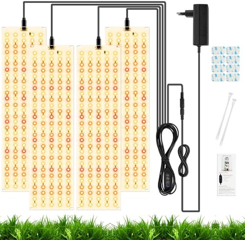 OFFCUP 20W Lampe de Croissance LED, 4pcs Plante Spectre Complet, Horticole Avec Minuterie 3/6/12H, 540 LED Pour Plantes d'Intérieur Semis Serre Étagères de Culture