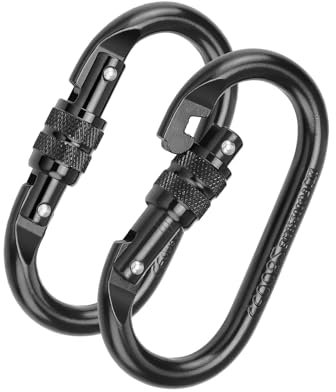 25KN Karabinerhaken Klettern MYLERCT 2 Stück Karabiner Schwarz, Kletterkarabiner, Geeignet für Klettern, Hängematte, Yoga-Schaukel, Camping, Schlüsselanhänger, Haustierseil