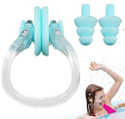 Tapones para los oídos de natación para niños, tapones de nariz para natación, tapones para los oídos para deportes acuáticos, diseño ergonómico para mayor comodidad, tapones para los oídos para nadar
