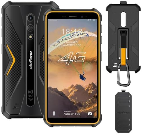 Ulefone Armor X12 Rugged Phone, IP68/IP69K Waterproof Smartphones, Android 13 Unlocked, 6GB RAM 32GB ROM, 5.45 Display, 3-Card Slot 4G SIM Free Mobile Phones, 13MP Camera, Phone Case, NFC Orange