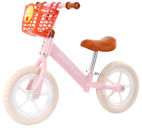 lcvtos Bicicletas sin Pedales, Volante y Sillín Ajustables, Bicicleta Interactiva de Aprendizaje Temprano con Equilibrio Estable y Reposapiés, Regalo para Niños y Niñas de 2 a 5 Años