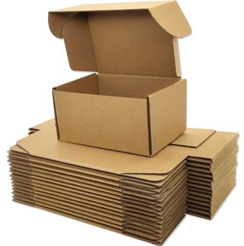 Cenoid små postlådor, 15 x 10 x 7,5 cm bruna portopaket, fraktkartonglådor för postning, leverans, förpackningslådor för småföretag (förpackning med 25)