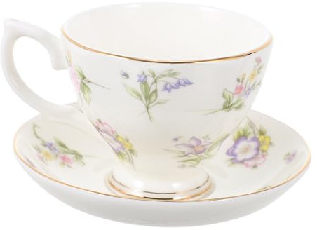 UTHCLO Insulated Cup and Saucer Bone China Tea Tea Cup Tray Milk Mug for Tableware