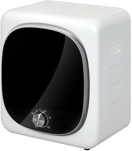 HOMCOM Sèche linge à évacuation compact sèche-linge électrique 800 W 4 Kg avec 5 modes de séchage, cuve en acier inoxydable, charge frontale, pour appartement, maison, camping-cars, blanc