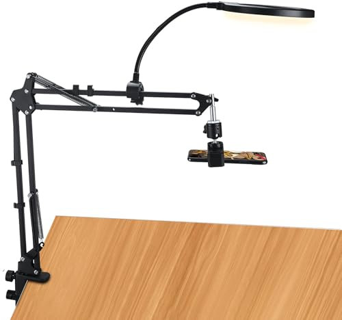 Trípode para teléfono móvil con luz de anillo, trípode para teléfono móvil, soporte de mesa, accesorio de streaming – Brazo flexible para cámara de mesa con luz, para grabación de vídeo YouTube Live