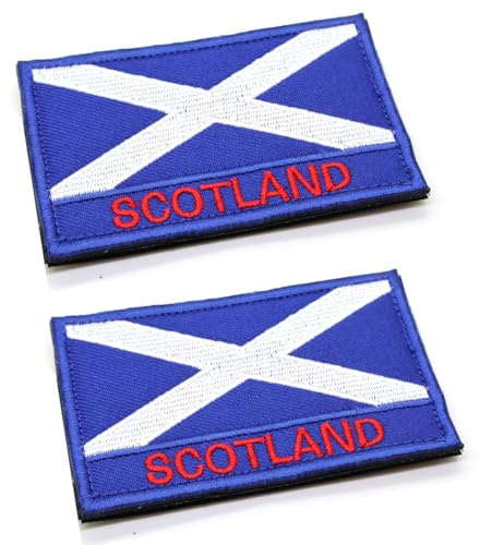 2-pack skotsk flagga lapp med krok och ögla fixering Skottland broderade tygplåster emblem armé Airsoft taktiska märken