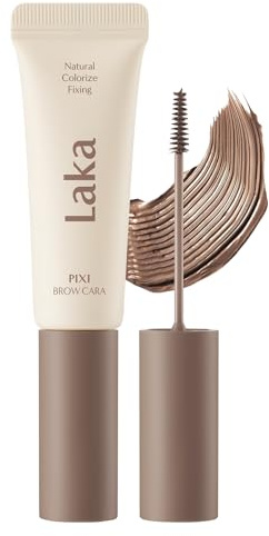 Laka Pixi Eyebrow Mascara 8g/0.28oz., Eyebrow Gel to Fix and Shape Brows, Clump-Free, Brow Fixer with Slim Precision Brush, Vegan, K-Beauty​ (01 Peanut Brown)