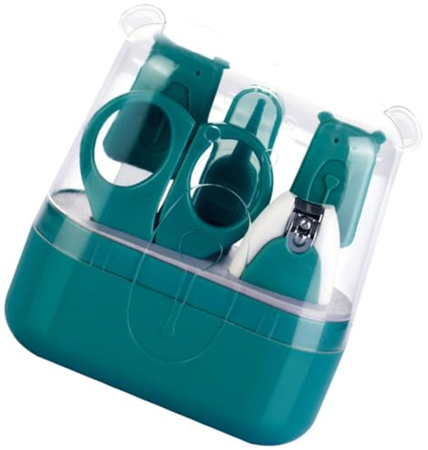 LRXIYODE Kit de Cuidado de Uñas para Bebés Cortaúñas y Tijeras de Acero Inoxidable Color Verde Agarre Cómodo y Caja de Almacenamiento Segura para Niños Pequeños