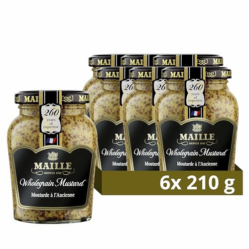 Maille Wholegrain Mustard since 1747 for pork, beef, and salad dressings 6x 210 g