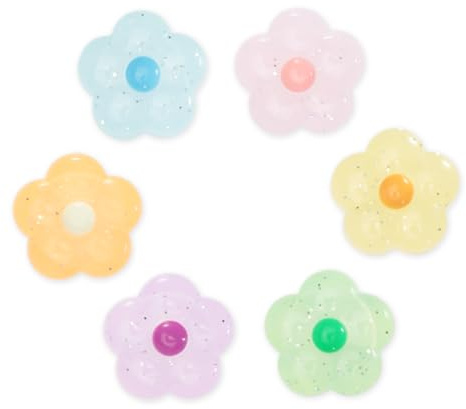 PERFECTSIGHT Cute Glitter Flower Thumb Grip Caps Compatible with Nintendo Switch/OLED/Switch Lite Console, Button Cover for NS Joycon Controller, 6PCS Kawaii Joystick Cap Flower