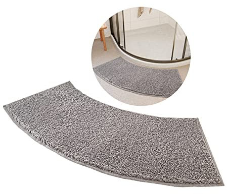 Gebogene Duschmatte, Badvorleger Für Dusche Duschmatte Halbrund, 40x100 cm Weiche rutschfeste Hochflor Gebogen Duschmatte, Die Sich Perfekt An Eine Runddusche Anpasst. (Grey)