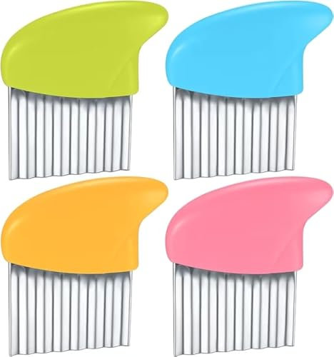 Vwoqiy 4 Piezas Cortador Ondulado para Verduras, Cortador de Patatas de Acero Inoxidable para Patatas, Zanahorias, Fruta, Verdura