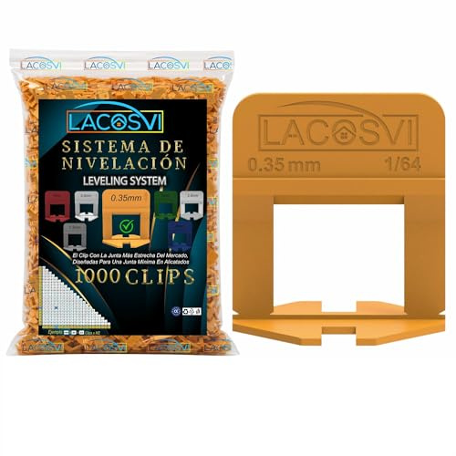 Clips Niveladores de Piso y azulejos De 0.35mm, de Ancho Incluye 1000 Piezas Separadoras de Junta, Sistema de nivelación sin Labios para profesionales del Alicatado y Bricolaje Blancas (0.35mm)