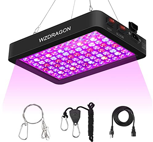 Upgraded BW1000 LED Grow Lights Double Chips Full Spectrum with 10ft Cable for Greenhouse and Indoor Plant Veg and Flower Growing [Black]