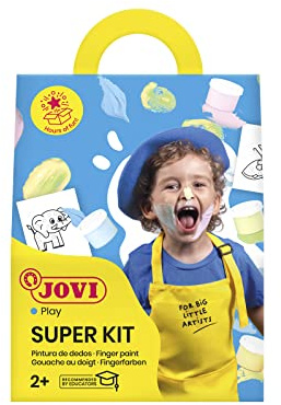 Pintura a dedos jovi pastel super kit 4 botes 35 ml + 20 plantillas