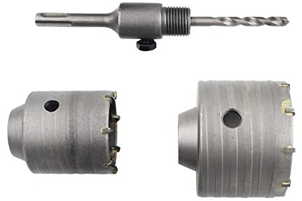 Broca de pared para sierra perforadora de hormigón, broca de núcleo de 60/80 mm y varilla de conexión de vástago redondo de 110 mm para apertura de aire acondicionado de pared de ladrillo y piedra