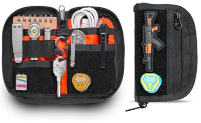 VIPERADE VE21 EDC Pouch Small Pocket Organizer with 9 Compartments, Pocket Tool Pouch with Patches Display Panel, Mini Organizer Bag for Men (Black)