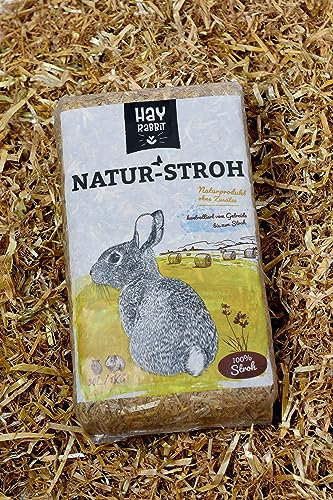 Hayrabbit - Natural Straw for Small Animals 1 kg - Straw Made from 100% Grain - Packed in 1 kg Bags