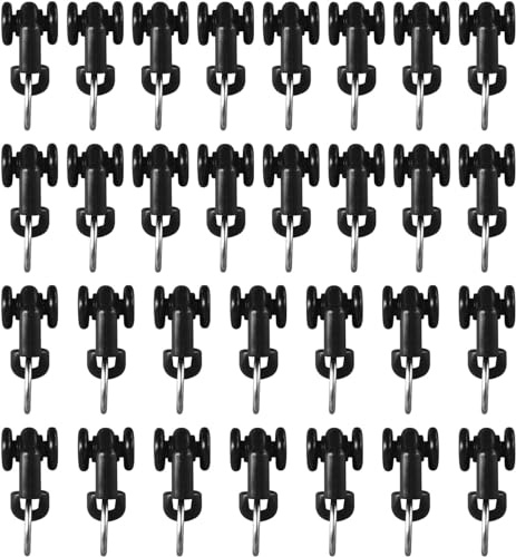 Curtain Glider Track Rail Runners Mute Wheel Rollers Heavy Duty Curtains Tracks Pulley 30PCS Black