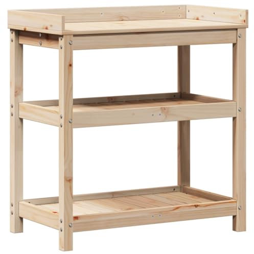 vidaXL Pflanztisch, Gärtnertisch mit Ablagen, Blumentisch für Garten Balkon Terrasse, Gartentisch Arbeitstisch, 82,5x45x86,5cm Massivholz Kiefer