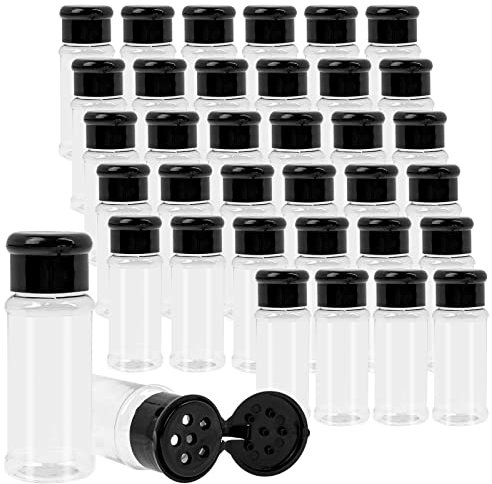 36 Pack Plastic Spice Jars with Shaker Lids, Small Spice Containers Empty Spice Jars Bottles Reusable Round Seasoning Jars for Kitchen Powders Herbs Sauces Salt(3 Oz)