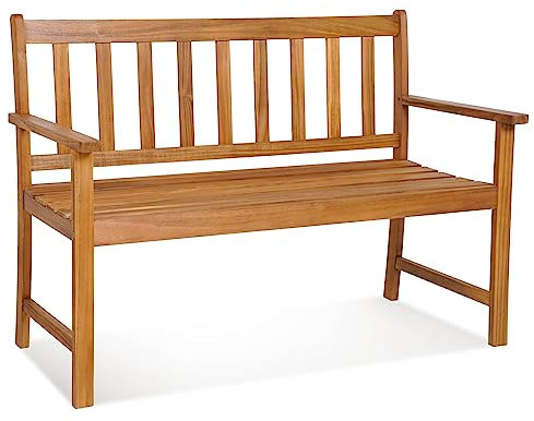 COSTWAY 2-Person Garden Bench, All-Weather Acacia Wood Patio Loveseat Park Bench Chair, Outdoor Furniture Leisure Porch Seating for Balcony, Deck and Poolside, 360kg Load Capacity (122 x 56 x 86 cm)
