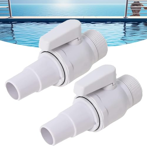 Paquete de 2 Válvula de Bola,Tadpolez Válvula de Cierre Para Piscina | Válvula de Cierre de Plástico,Aplica a Exteriores/Jardín/Piscinas (Diámetro Interior de 32/38 mm)