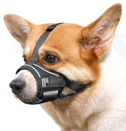 OneTigris Dog Muzzle,Soft Nylon Muzzle Anti Biting Barking Chewing,Air Mesh Breathable Drinkable Adjustable Loop Pets Muzzle for Small Medium Large Dogs(L)