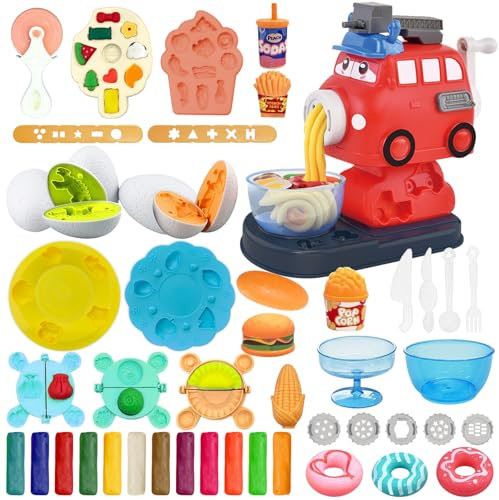 LETTERASHQP Knete Set für Kinder ab 3 Jahre - Knetwerkzeug mit Nudelmaschine und Plastilin Werkzeugen für Jungen und Mädchen
