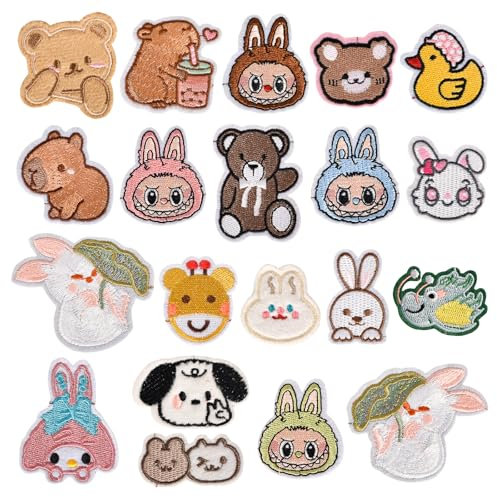 20 Stück Bügelbilder Aufnäher, Bestickte Aufnäher zum Aufnähen oder Aufbügeln, Tier Flicken Patches Flicken zum Aufbügeln, Aufbügelflicken mit Tiermuster, für Kleidung, Hosen, Hüte, Jeans, DIY