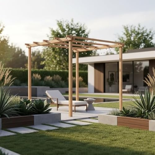Pergola in Legno da Giardino Slim, da 300x300 cm, in Legno Impregnato Classe IV, Personalizzabile