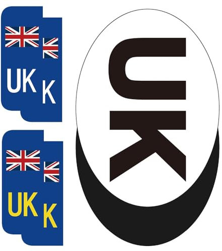 Caremore 6Pcs UK Car Stickers for Europe,Magnetic UK Car Badge,2Pcs UK Magnetic Car Sticker + 4Pcs Self-Adhesive UK Number Plate Stickers, Strong Adsorption, Reusable.