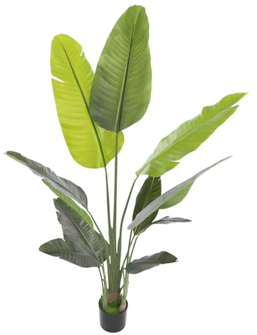 Palmera artificial de 180 cm – Planta artificial grande con hojas realistas, decoración fácil de limpiar para salón, oficina y balcón – Palmera artificial tropical de PE (palmera de viaje, estilo de