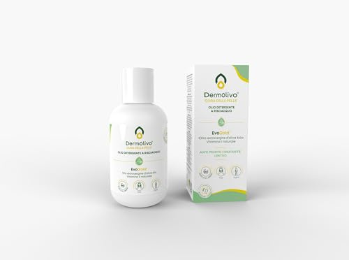 Dermolivo Olio Detergente a Risciacquo, Delicato per Pelle Sensibile, con EvoGold Olio Extravergine di Oliva e Vitamina E, per Neonati e Adulti, Senza Sapone e Parabeni