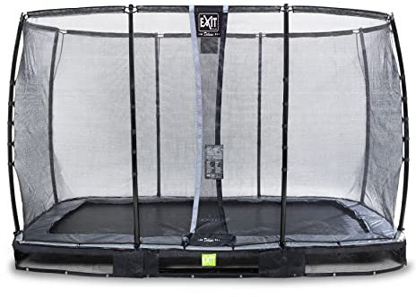 EXIT Toys Elegant Premium Rectangular Bodentrampolin - 244x427cm - Deluxe Sicherheitsnetz - Lange Federn - Rostfrei - Einfache Montage - Luxury Finish - Inground Trampolin Garten - Schwarz