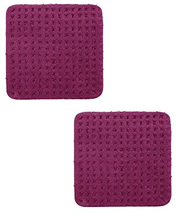 PANA Flauschiges Badvorleger Set • Microfaser Microfaser Badematte • Flauschiger und Rutschfester Badvorleger • 2er Pack • Größe: 45 x 45 cm • Farbe: Beere