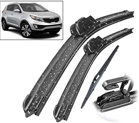 Wischerblätter Scheibenwischer vorne und hinten Wischerblätter Set Kit, für KIA Sportage SL 2010-2015 Windschutzscheibe Windschutzscheibe 24+ 18 + 12Front- und Heckscheiben Scheibenwischer