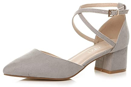 AJVANI Womens Ladies mid Block Heel Cross Strap Evening Mary Jane Court Shoes Size 5 38