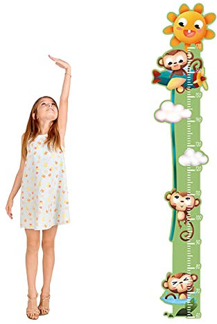 Kinder Messlatte Baby Messlatte Höhe Diagramm Größenmesser Kinder und Baby 3D Affe Höhenmesser Kinder Messleiste Wandtattoo Wanddeko Wandbild wandaufkleber für Kindergarten Kinderzimmer 170cm