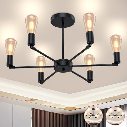 TRUMPETS Deckenlampe Vintage mit E27 MAX 360W, 6 Frei Drehbare Leuchtenköpfe Kronleuchter Industrial für Wohnzimmer Esszimmer Flur Restaurant Hotel (nicht enthalten die glühbirne)