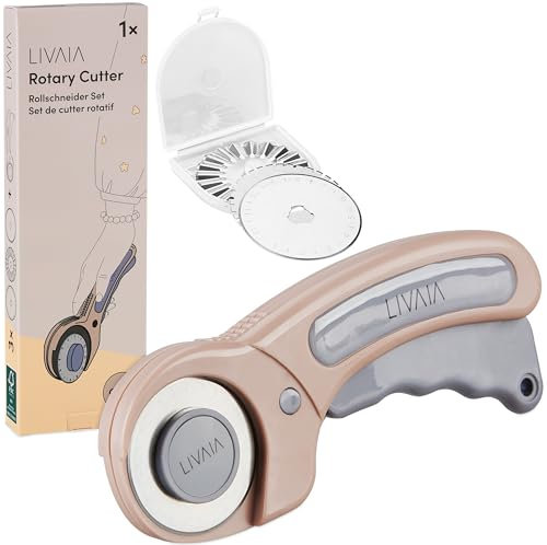 45 mm Rollschneider Set: Edelstahl Rotary Cutter mit 3 Klingen – für Papier, Stoff und Leder – Ergonomischer Stoffschneider mit Sicherheitsverriegelung – Haushaltshelfer von LIVAIA