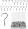 soodyoow 110 Pack Mini Screw Hooks, 1/2 Inch Cup Hooks Screw in, Metal Ceiling Screw Hooks, Hooks for Outdoor Lights, Small Hooks for Fairy Lights Hanging Plants, Cups, Art(Silver)