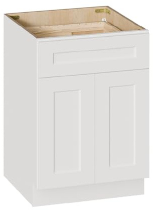 VINYLNVINE White Shaker Base Cabinet - Ready to Assemble, Ideal for Kitchen, Laundry,and Bathroom Storage- Different Size for Options (24 Wx34.5 Hx24 D)