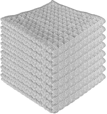 CZandCZ 8X Mikrofasertücher 30x30cm, Barista Tuch,Geschirrtücher, saugfähige Reinigungstücher, Mikrofaser Lappen, Fusselfreies Putzlappen Poliertuch für Küche,Glas,Bad (Hellgrau)